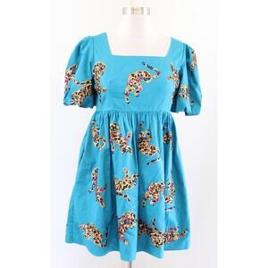 QUEEN OF SPARKLES Blue Leopard Mini Dress